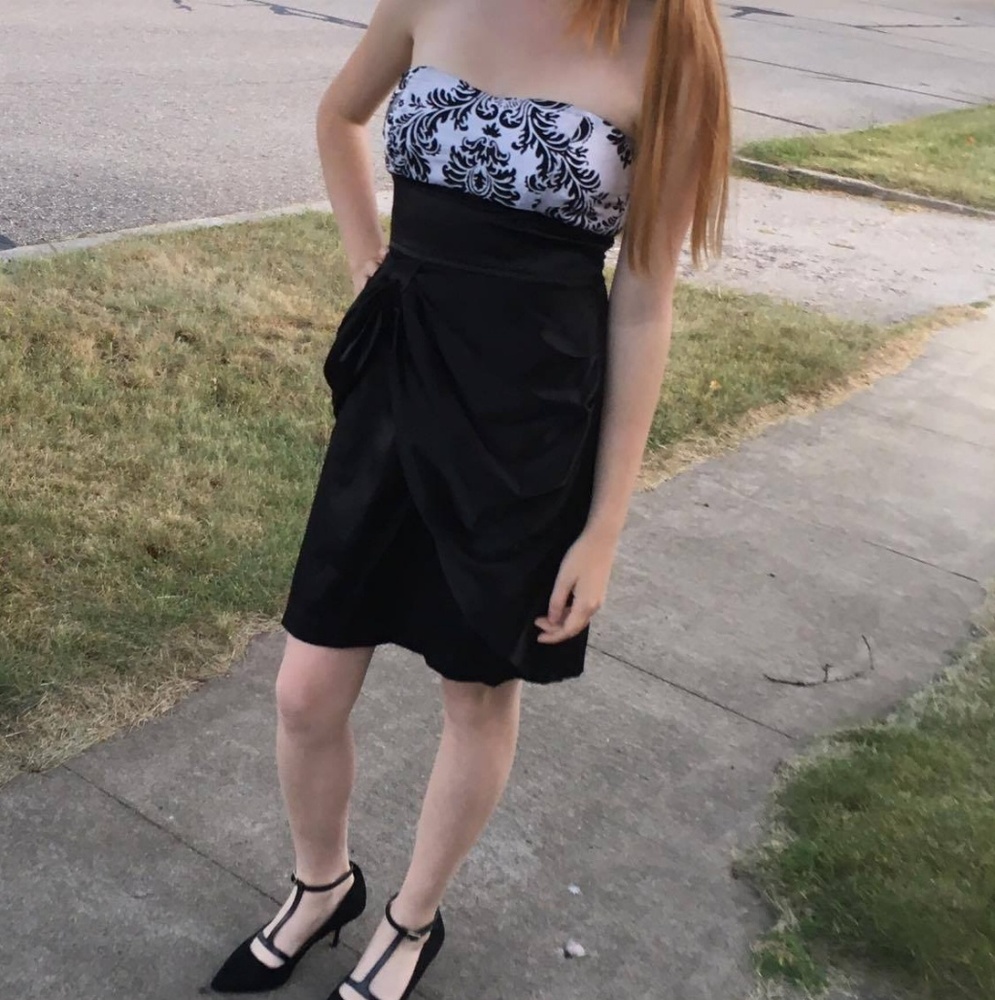 White and black dress